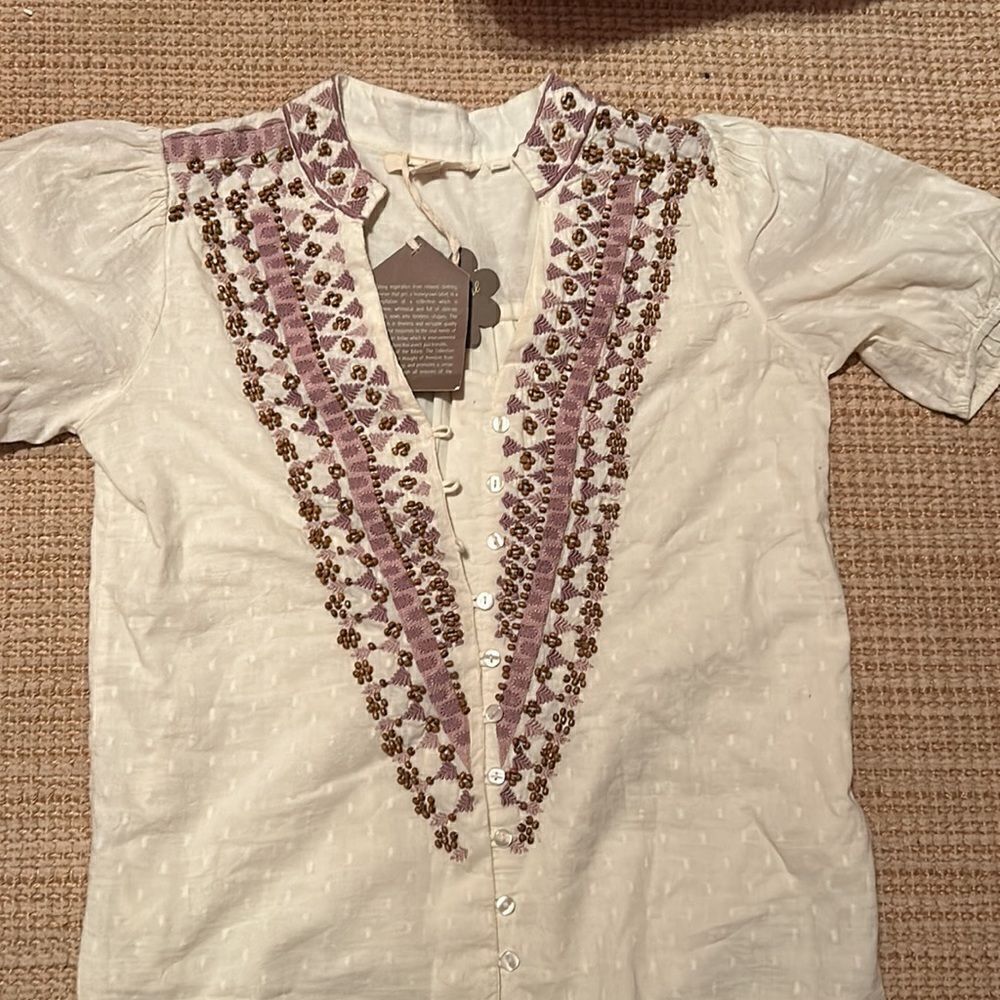 Anthropologie - Forever That Girl Embroidered Peasant Blouse size 2 - Picture 11 of 11